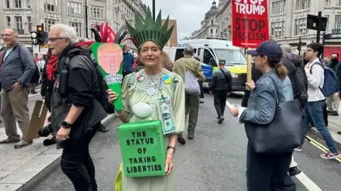 Numerous Protesters Assemble in Downtown London to Oppose Donald Trump's Official UK Trip